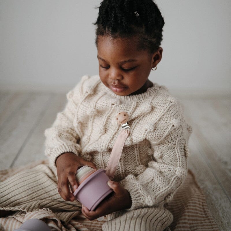 Prende-chupeta tecido blush mushie