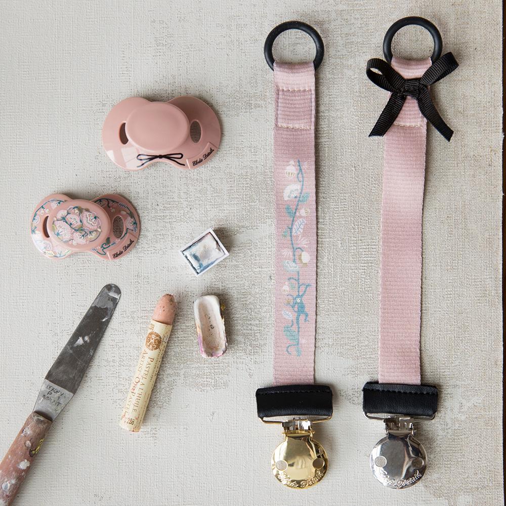 Pacifier clip faded rose Clip Elodie details