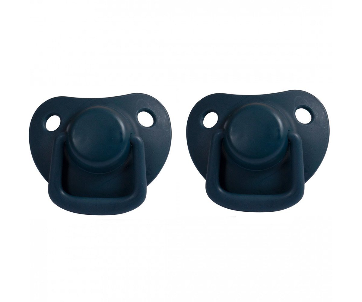2 chupetas simétricas silicone azul marinho