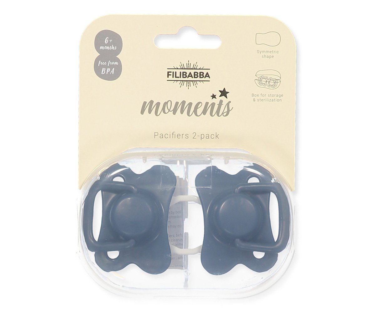 2 chupetas simétricas silicone azul marinho