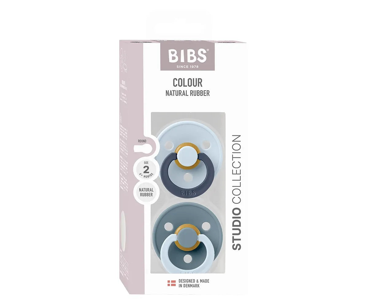 2 chupetas redondas BIBS Studio Colour Fusion Baby Blue Petrol