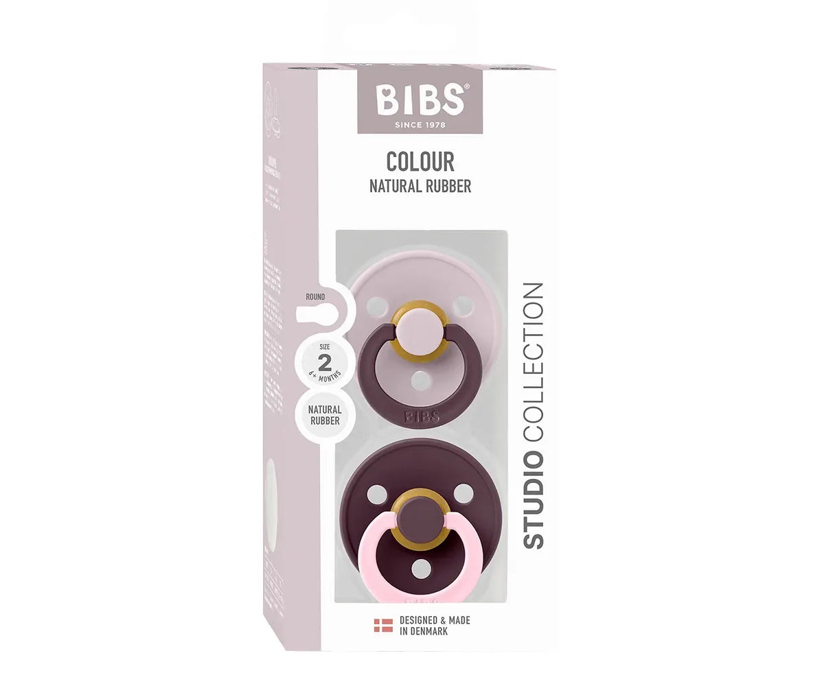 2 chupetas redondas BIBS Studio Colour Fusion Dusky Lilac Plum