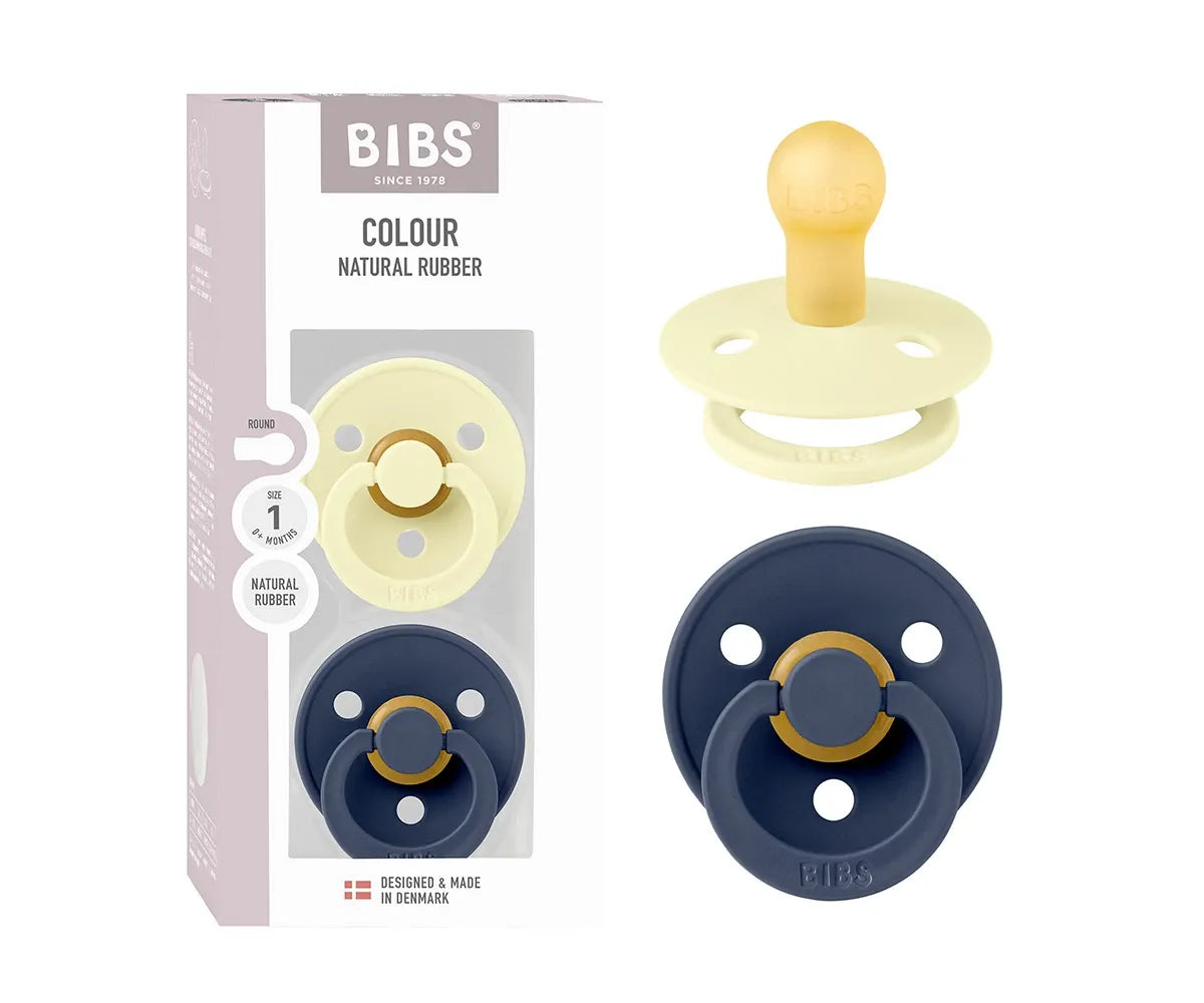 2 chupetas redondas BIBS Colour luna | deep space