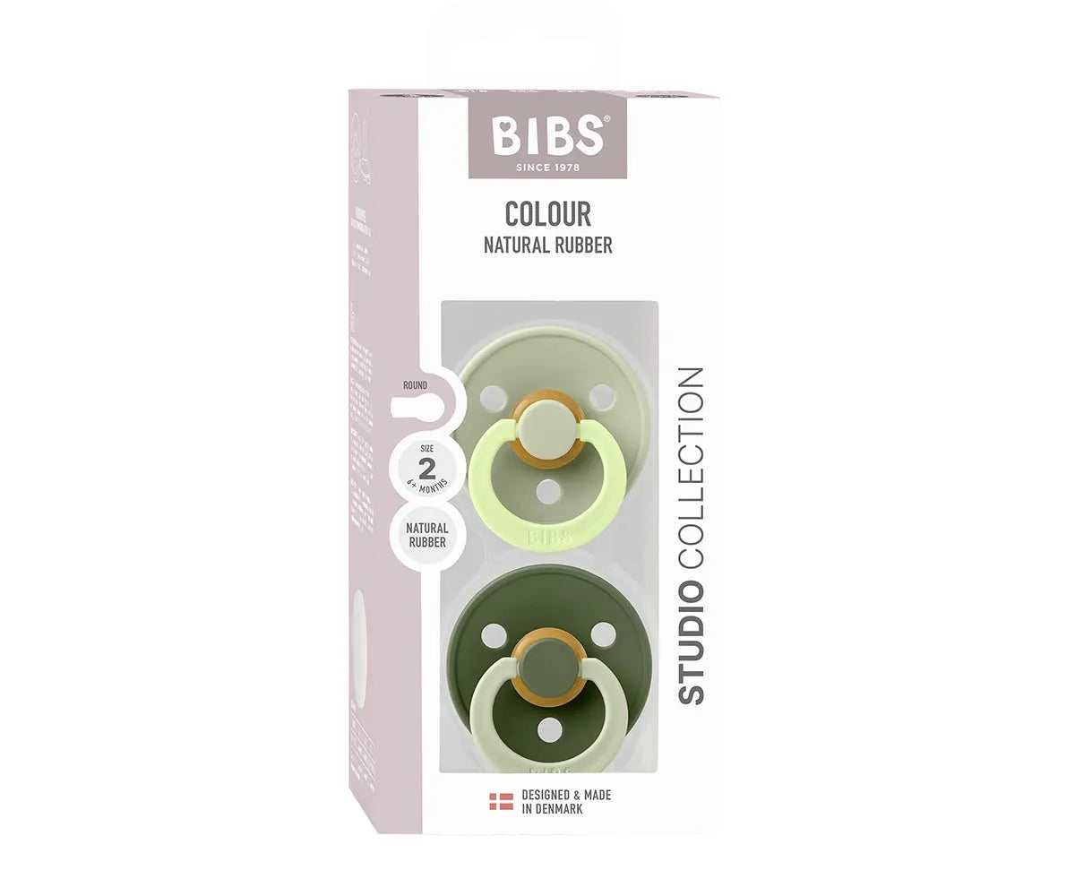 2 chupetas redondas BIBS Studio Colour Fusion Sage Hunter Green
