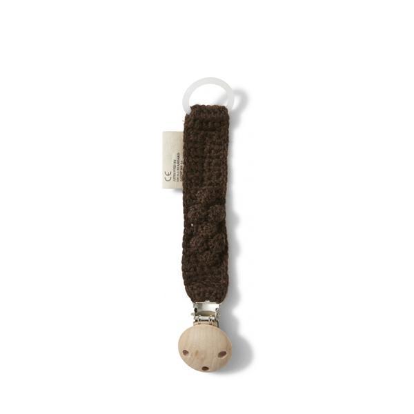 Pacifier clip merino wool cacao brown Holder Konges sløjd
