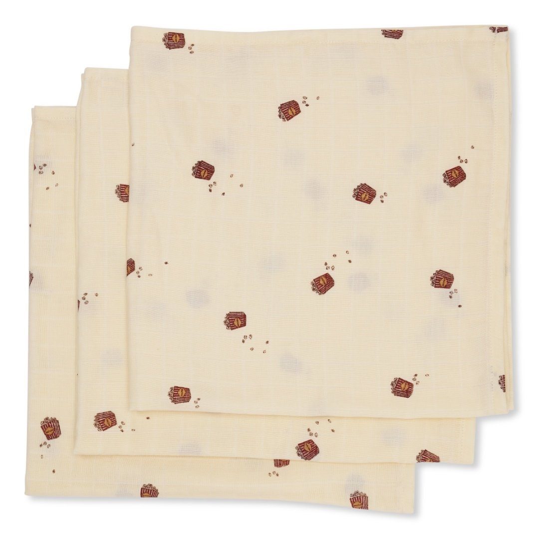 3 pack muslin cloth - popcorn Konges sløjd Muslin Konges sløjd