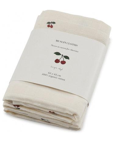 3 pack muslin cloth - cherry Konges sløjd Muslin Konges sløjd