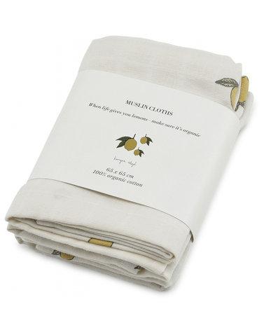 3 pack muslin cloth - lemon Konges sløjd Muslin Konges sløjd