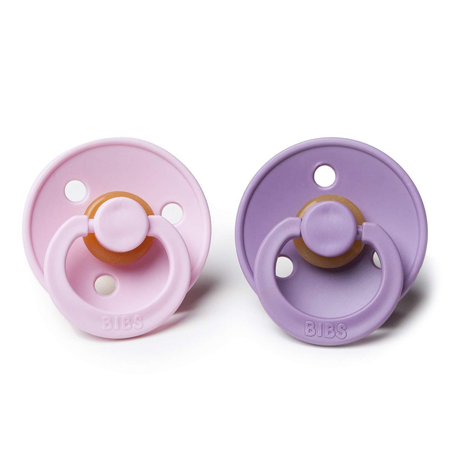 Bibs pacifier 0-6 months 2-pack lavender + baby pink Pacifier Bibs