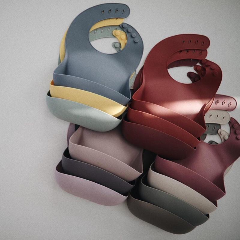 Silicone baby bib blush mushie bib mushie