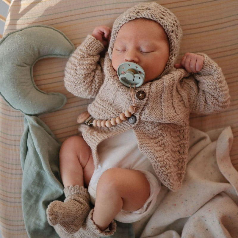 2 chupetas redondas látex moon phase FRIGG sage | cream