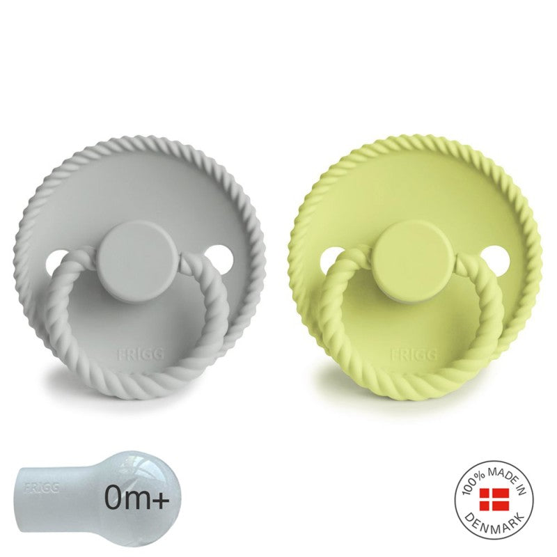 2 chupetas rope redondas SILICONE silver gray | green tea