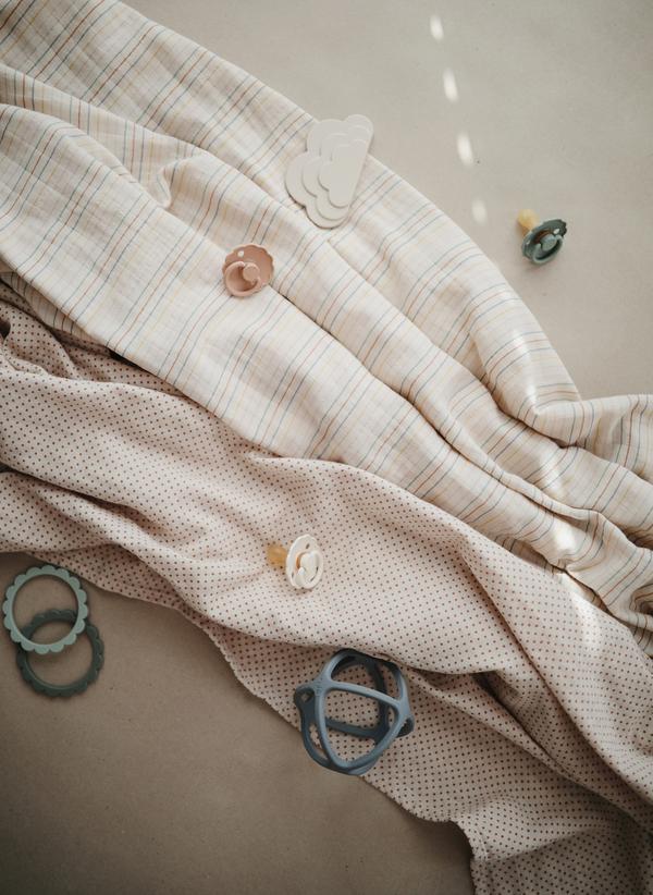 Muslin swaddle caramel polka dot mushie muslin mushie