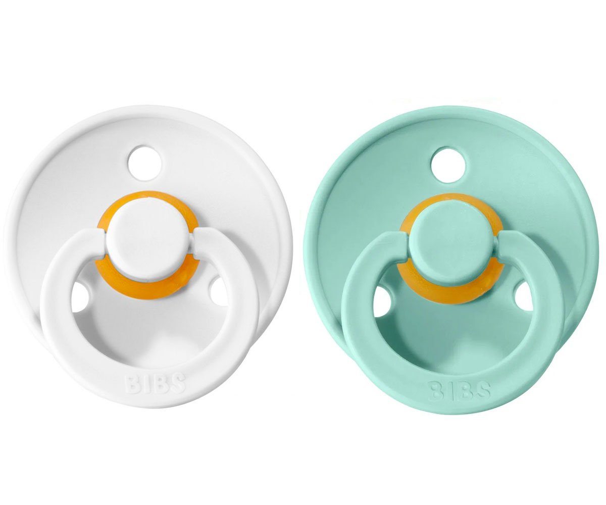Bibs pacifier 6-18 months 2-pack mint + white Pacifier Bibs
