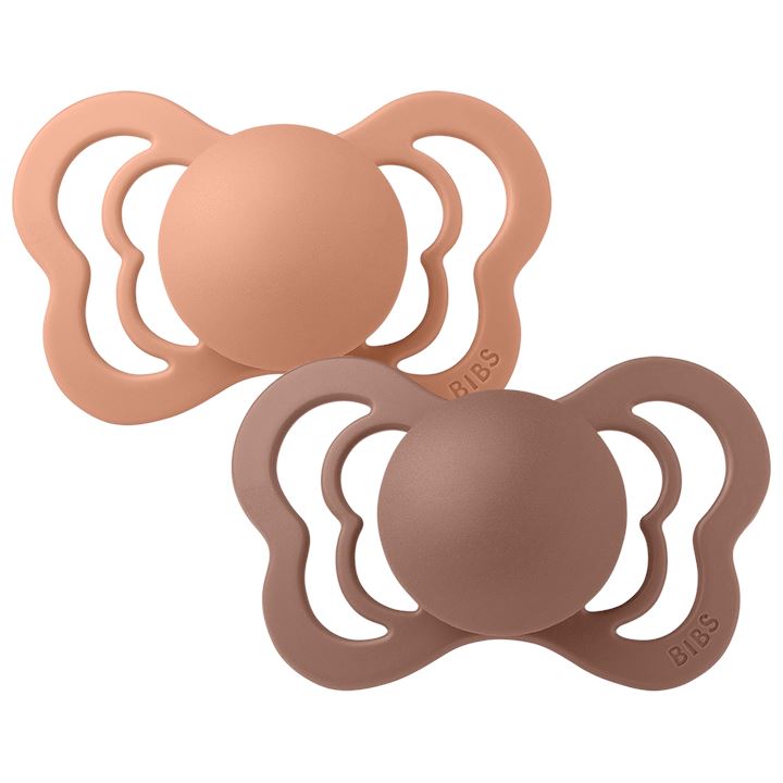2 chupetas anatómicas silicone BIBS Couture woodchuck | peach