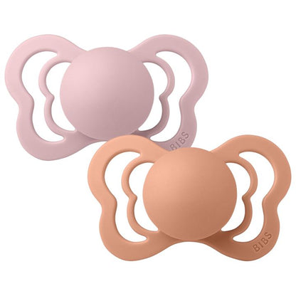 2 chupetas anatómicas silicone BIBS Couture plum | peach