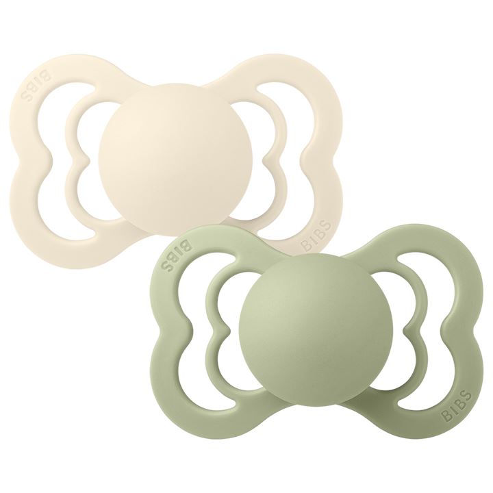 2-pack BIBS Supreme pacifier silicone ivory | sage Pacifier BIBS 