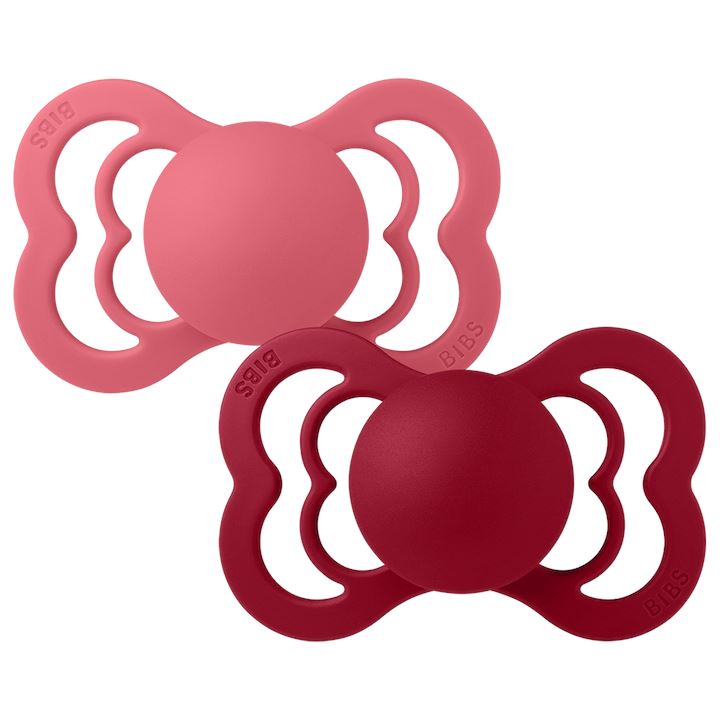 2 chupetas BIBS Supreme látex coral | ruby Pacifier BIBS 