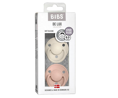 2-pack Bibs De Lux ivory | blush one size Pacifier BIBS 