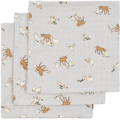 3 pack muslin cloth - farm blue Konges sløjd Muslin Konges sløjd 