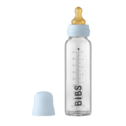 Biberão de vidro 225 ml + conjunto baby blue BIBS