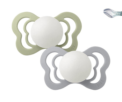 2 chupetas anatómicas silicone BIBS Couture NIGHT sage | cloud