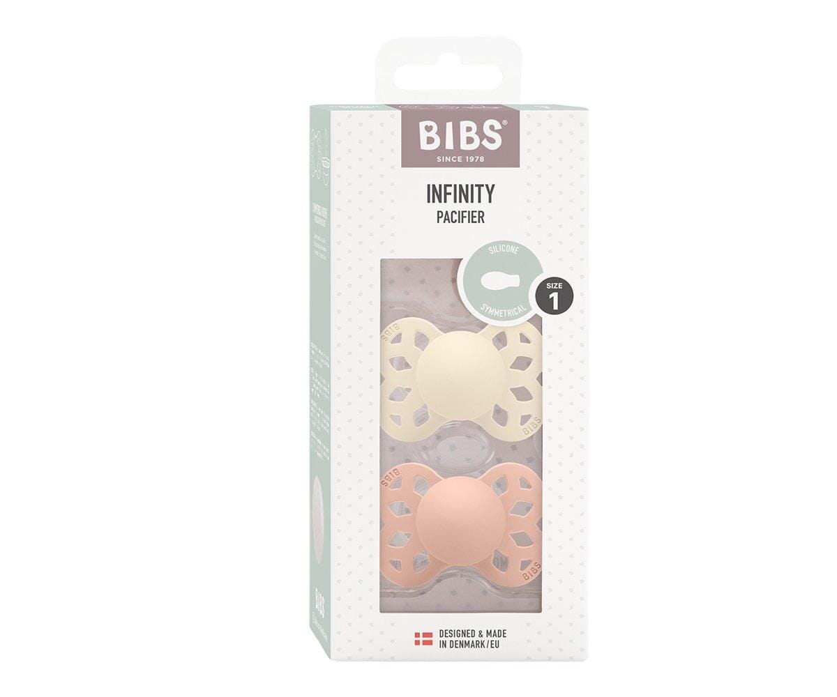 2 chupetas BIBS Infinity simétrica silicone blush | ivory pacifier BIBS 