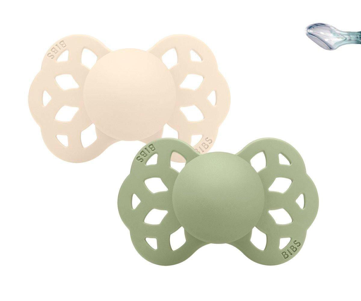 2 chupetas BIBS Infinity anatómica silicone ivory | sage