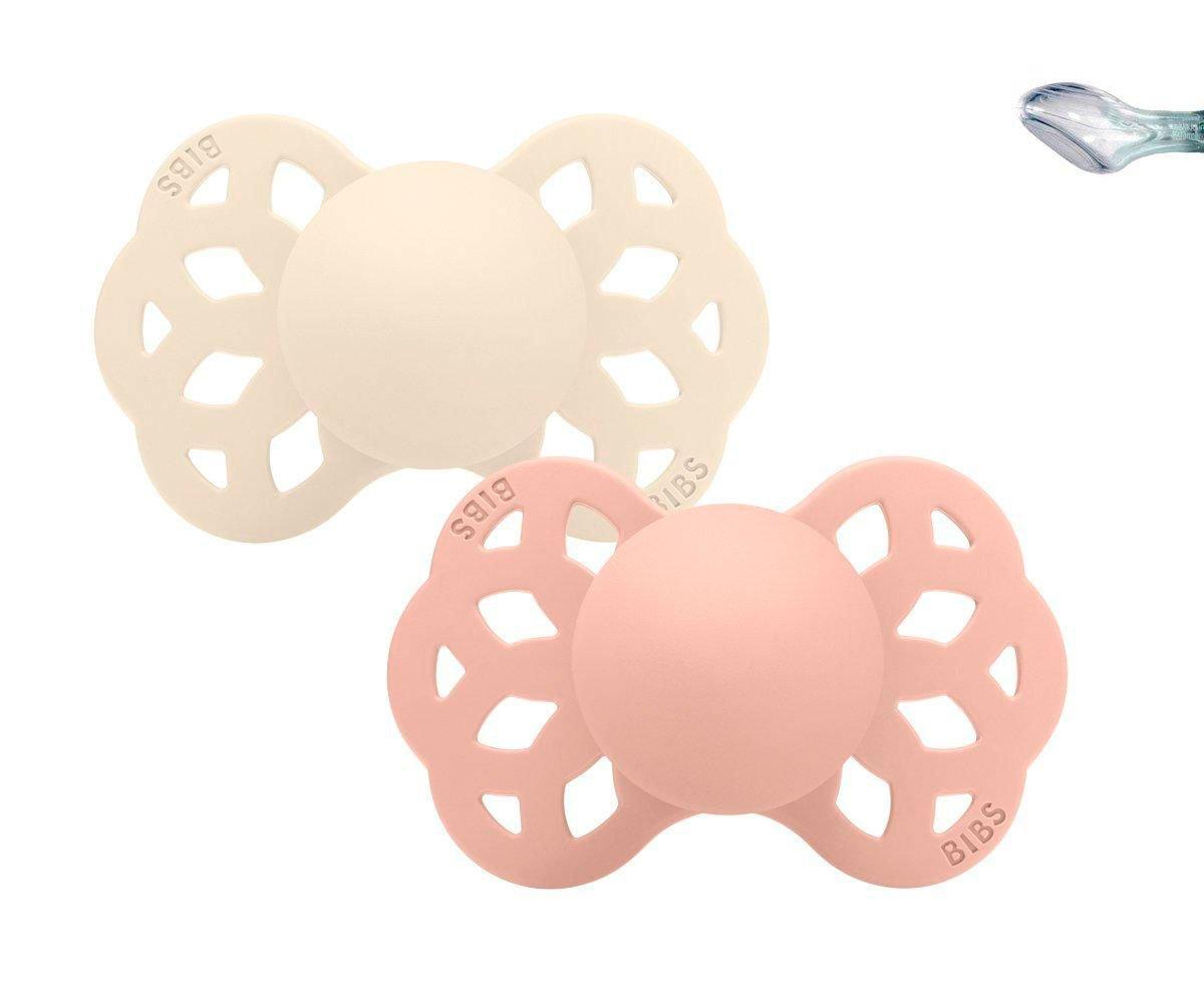 2 chupetas BIBS Infinity anatómica silicone ivory | blush