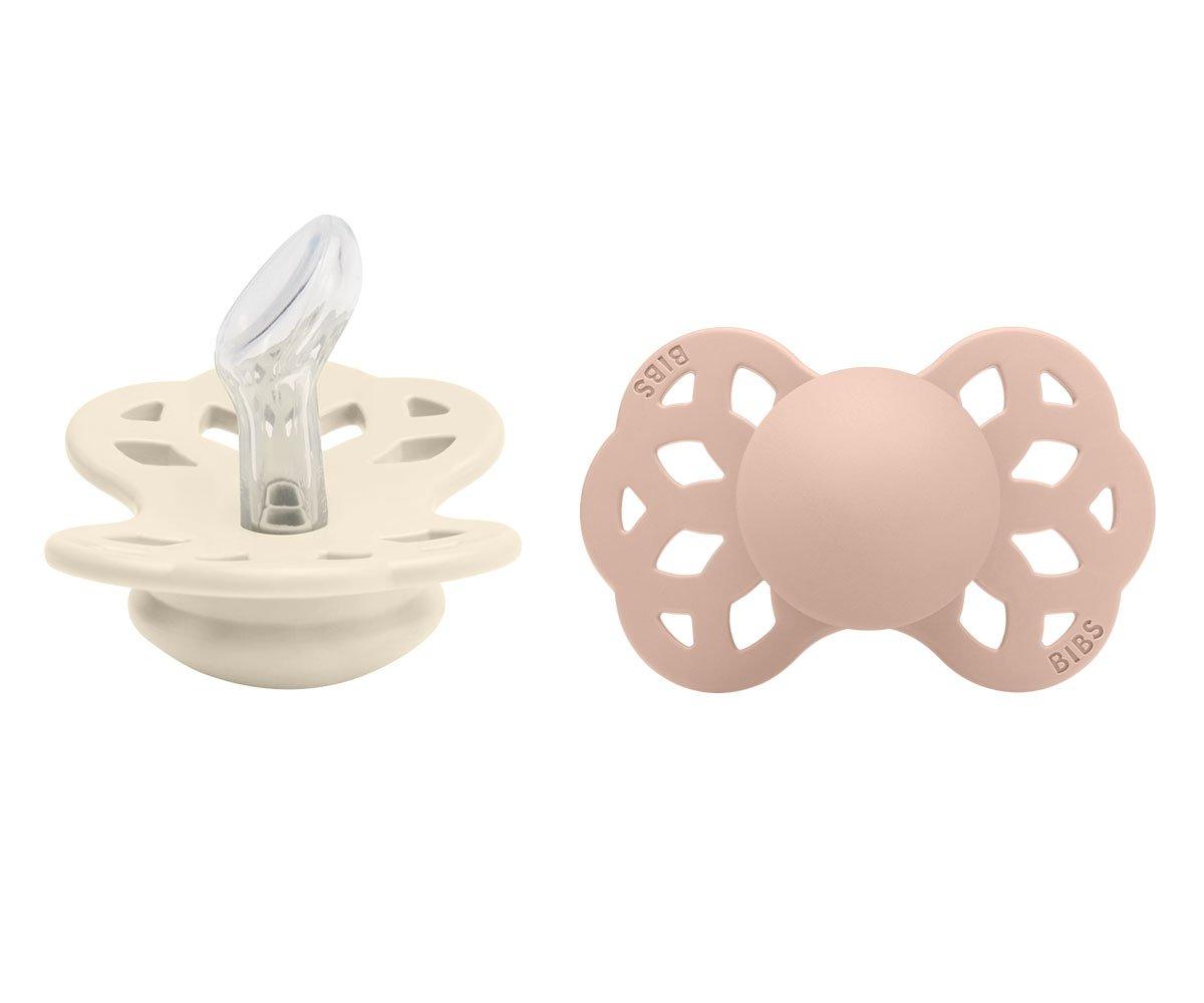 2 chupetas BIBS Infinity anatómica silicone ivory | blush