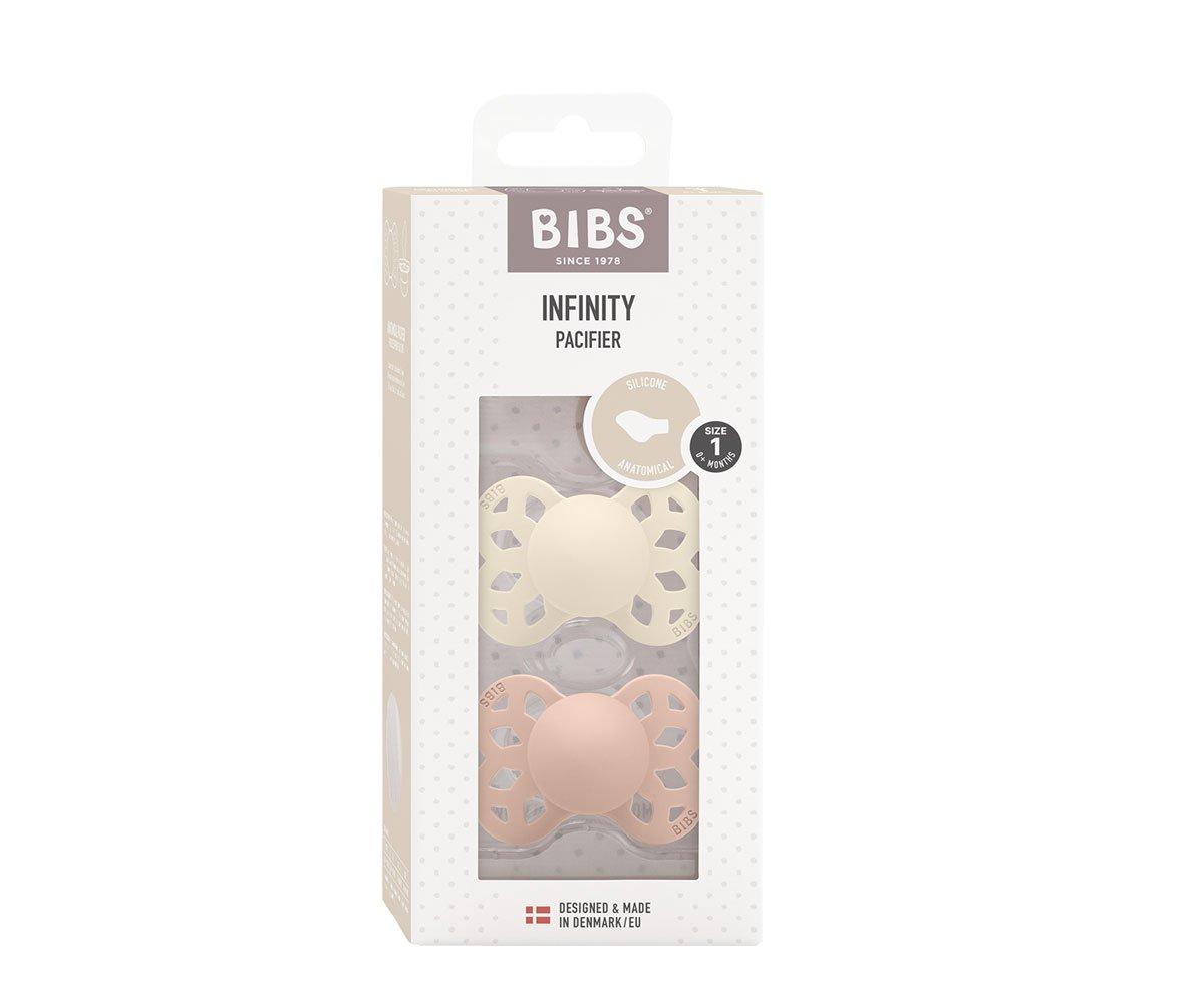 2 chupetas BIBS Infinity anatómica silicone ivory | blush