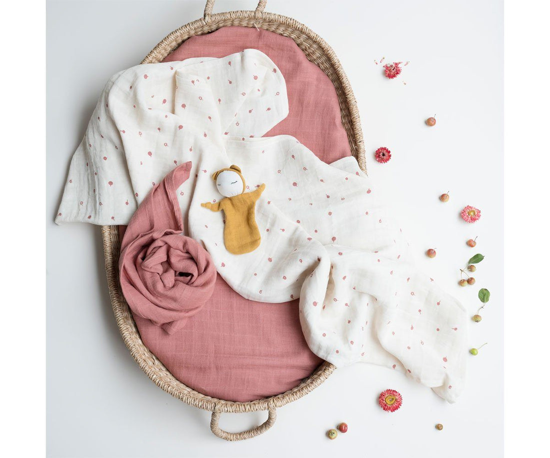 2 Pack - muslin swaddle wild berry Fabelab muslin Fabelab