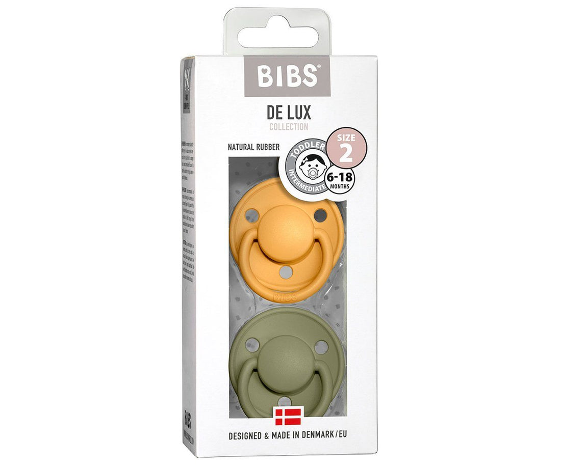 2 chupetas BIBS De Lux látex honey bee | olive