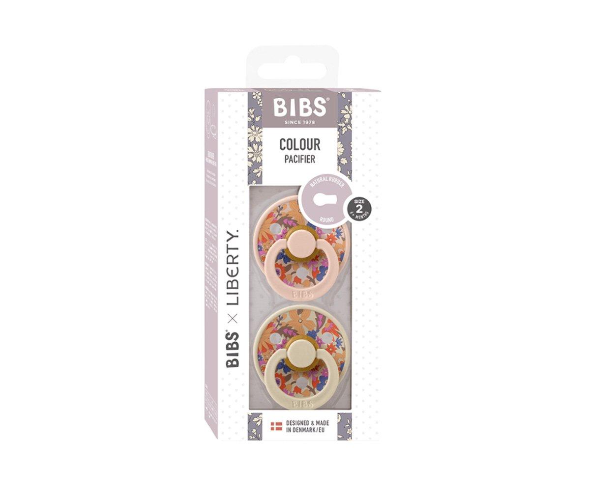 2 chupetas redondas BIBS x Liberty Colour June blossom blush mix