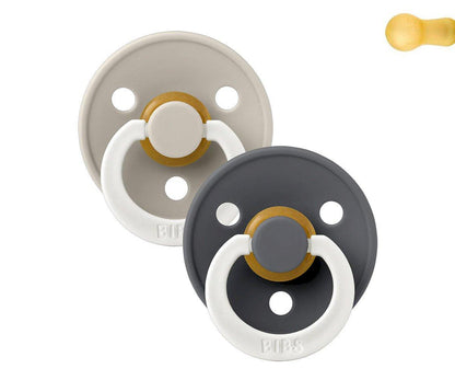 2 chupetas redondas BIBS Colour NIGHT sand | iron