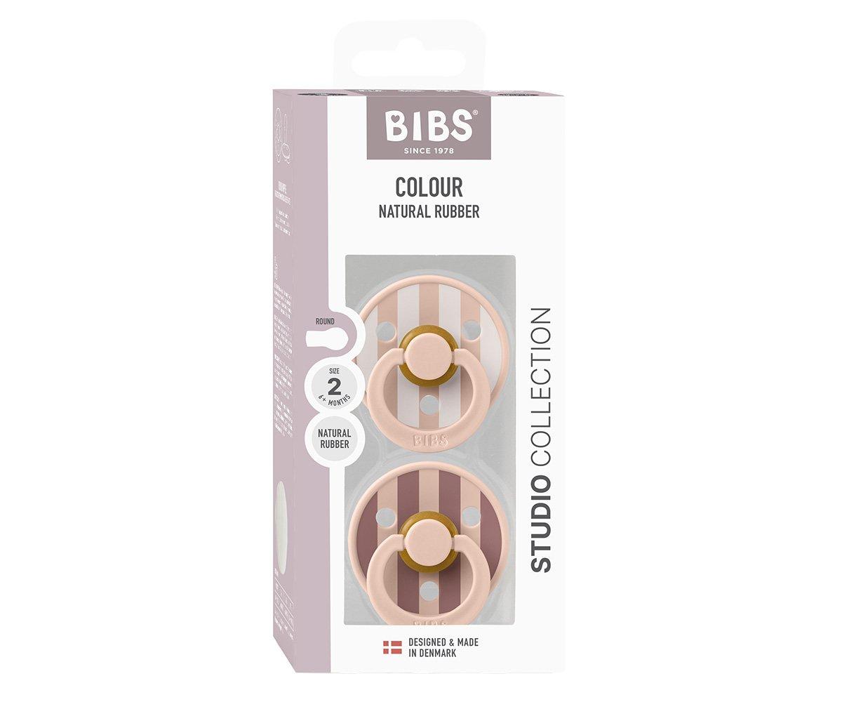 2 chupetas redondas BIBS Studio Colour block blush mix