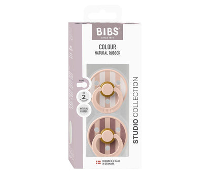 2 chupetas redondas BIBS Studio Colour block blush mix