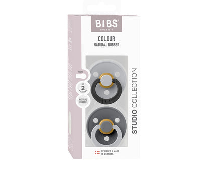 2 chupetas redondas BIBS Studio Colour Fusion Cloud Iron