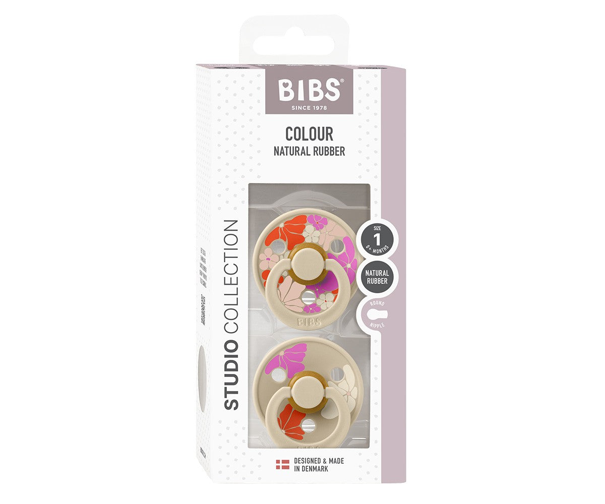 2 chupetas redondas BIBS Studio Colour morning bloom