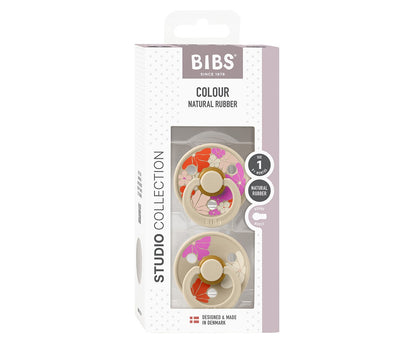 2 chupetas redondas BIBS Studio Colour morning bloom