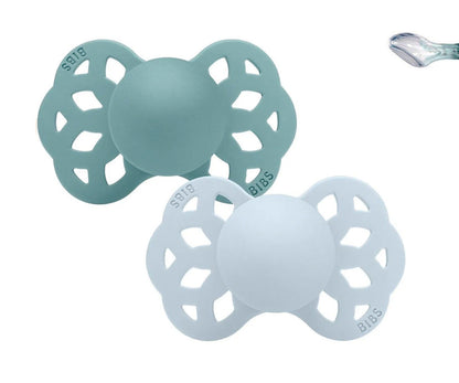 2 chupetas BIBS Infinity anatómica silicone baby blue | island sea