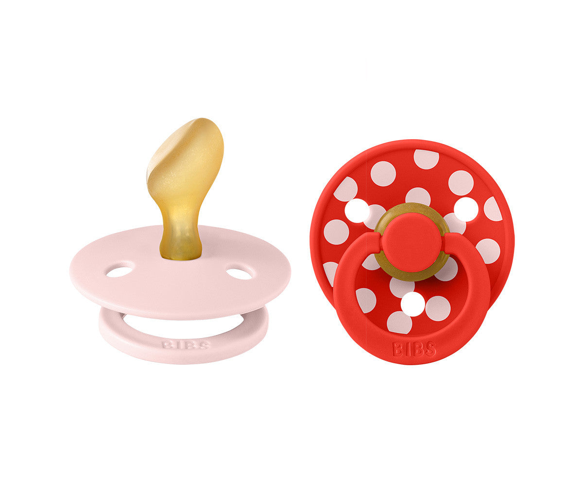 2 chupetas anatómicas BIBS Studio Bolinhas Blossom/Candy Apple