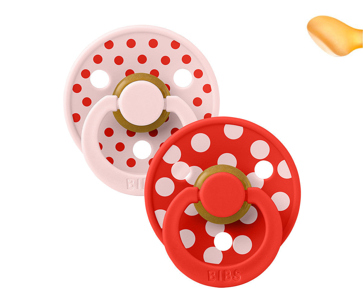 2 chupetas anatómicas BIBS Studio Bolinhas Blossom/Candy Apple