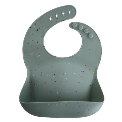 Silicone baby bib cambridge blue confetti mushie bib mushie 