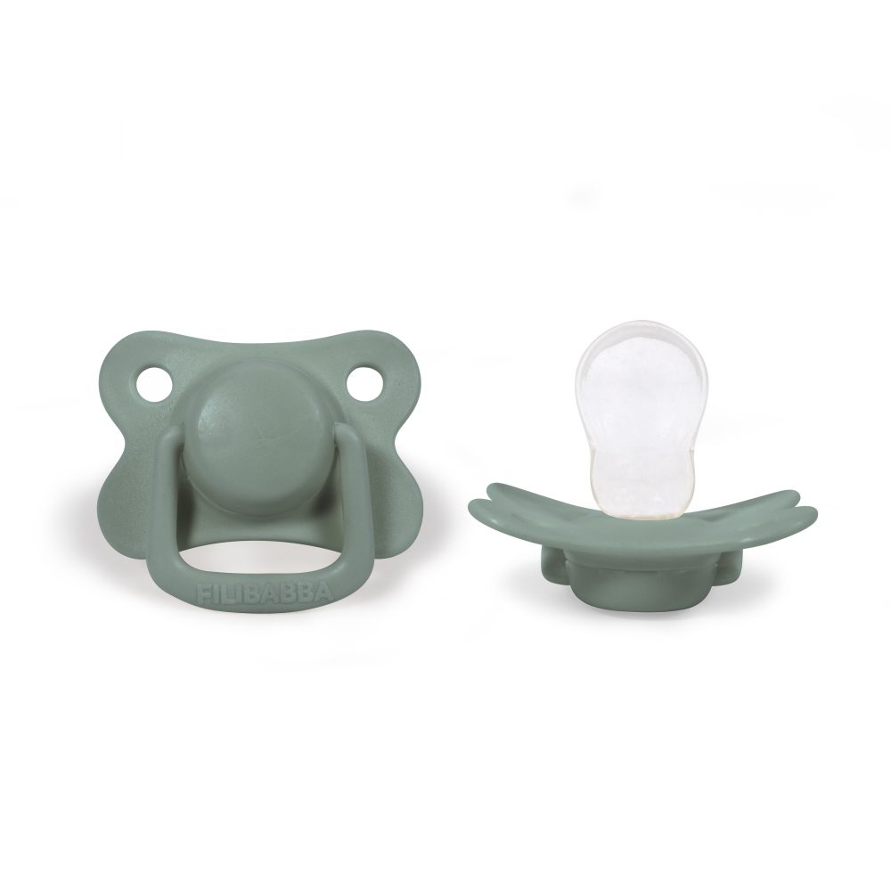 2 chupetas simétricas silicone moss green