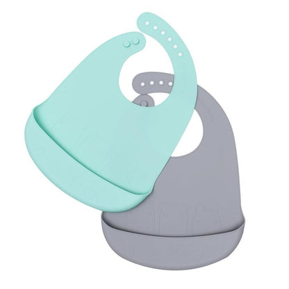 Catchie bibs - mint + grey Dinnerware we might be tiny 