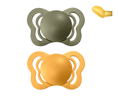 2-pack Bibs couture pacifier latex 0-6 M honey bee + olive Pacifier Bibs 