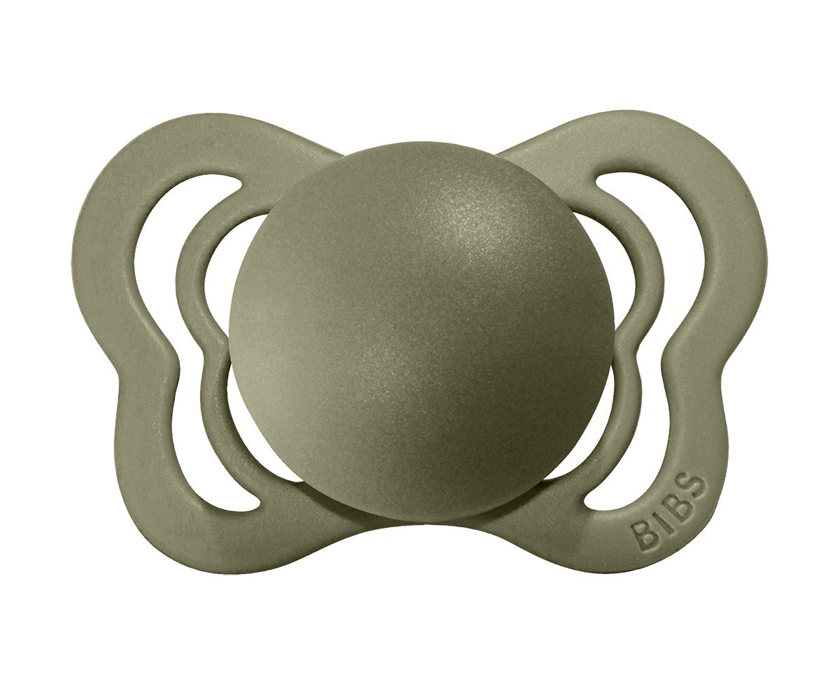 2-pack Bibs couture pacifier latex 0-6 M olive + vanilla Pacifier Bibs 