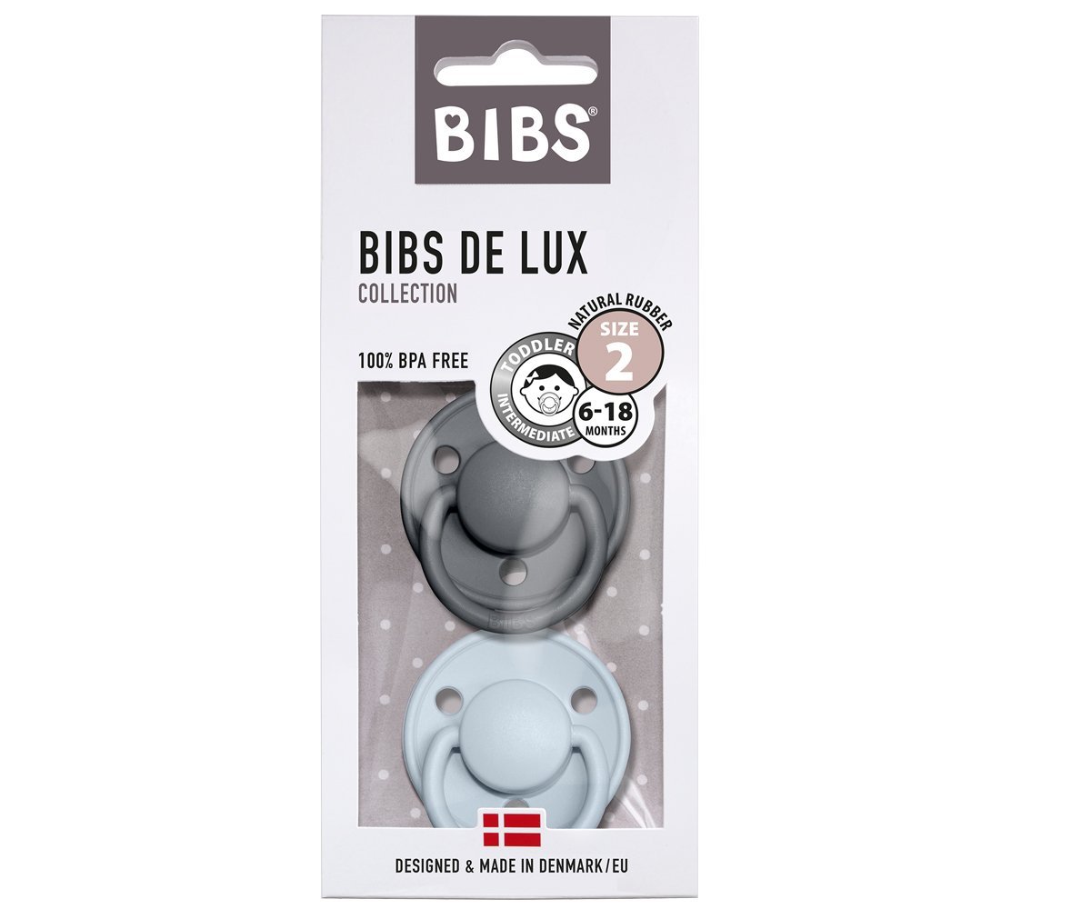 2 chupetas BIBS De Lux látex iron | baby blue