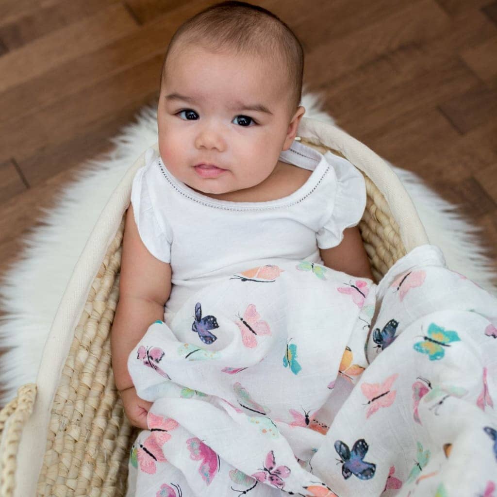 Musselina swaddle borboletas 120 cm Lulujo